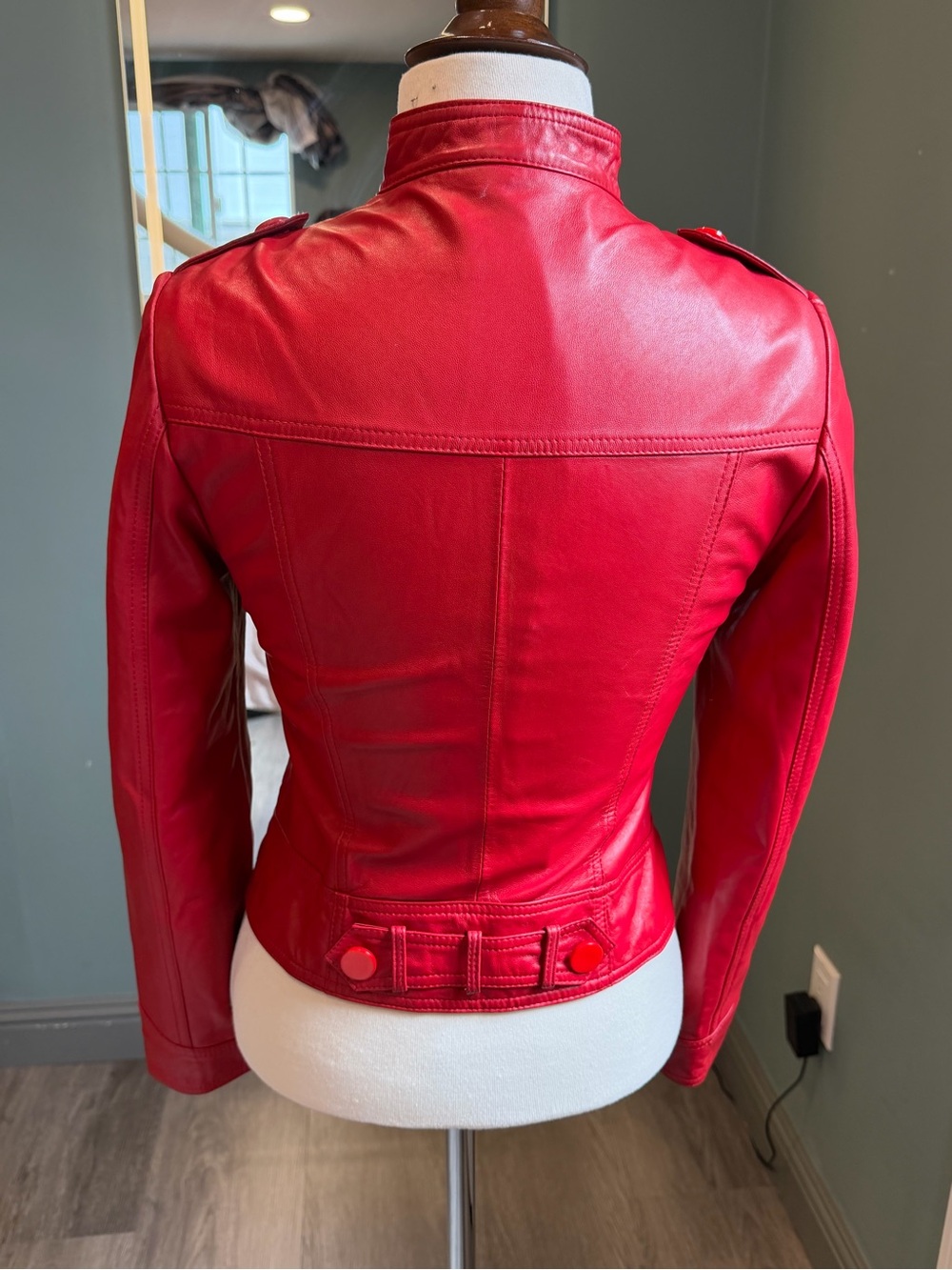 Vintage Red Lambskin Leather Military Jacket | MJ-Inspired Cropped - Picture 2 of 9